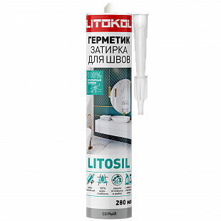LITOKOL LITOSIL СЕРЫЙ санитарный силиконовый герметик-затирка 280 мл