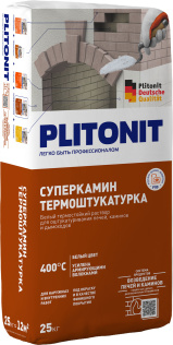 Штукатурка для облицовки печей и каминов ТермоШтукатурка PLITONIT СуперКамин Белая-25кг