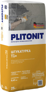 Штукатурка для наружных и внутренних работ с армирующими волокнами  PLITONIT Т1+ 25 кг