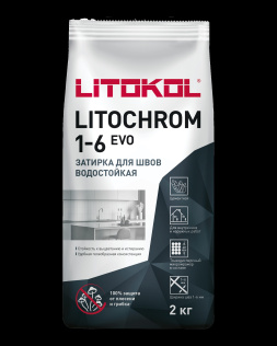 Цементная затирка с противогрибковыми свойствами LITOKOL LITOCHROM 1-6 EVO цвет LE.110 стальной серый 2 кг