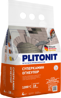 Раствор для кладки огнеупорных кирпичей PLITONIT СуперКамин- 4 кг 